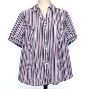 Liz & Me Purple Striped Button Down Shirt 16W